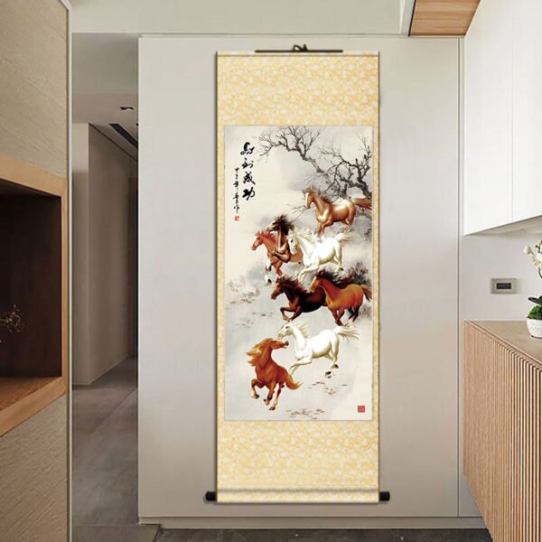 1 Horse Silk Scroll Art