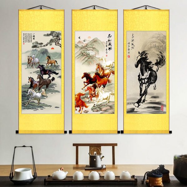 2 Horse Silk Scroll Art